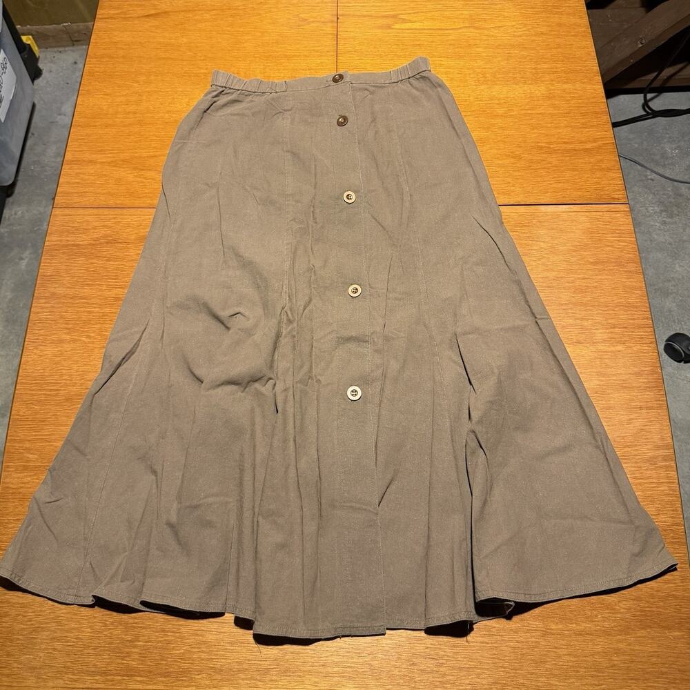 Robbie Bee Sport Pleated Skirt A Line Midi Regular Fit Brown Boho 28” Waist USA